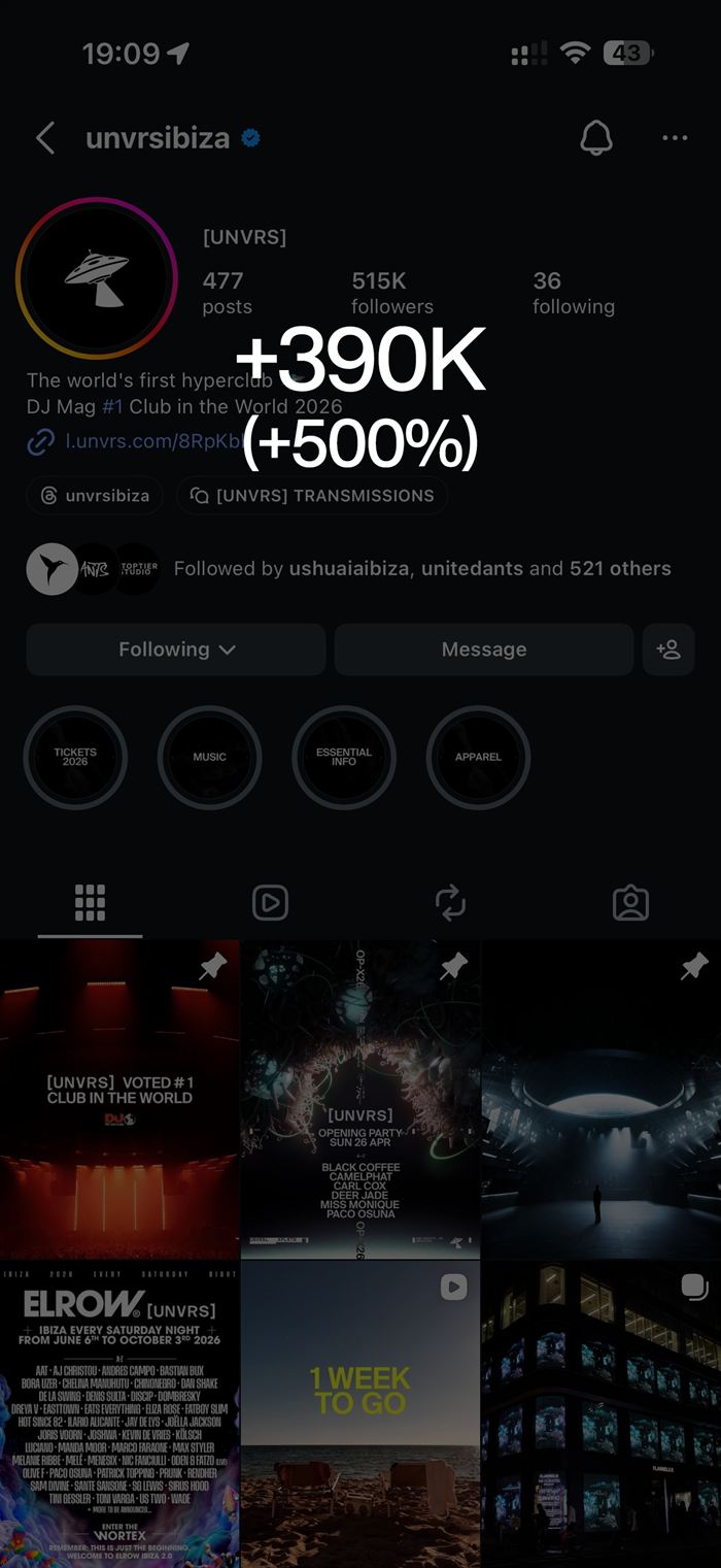 UNVRS Instagram growth